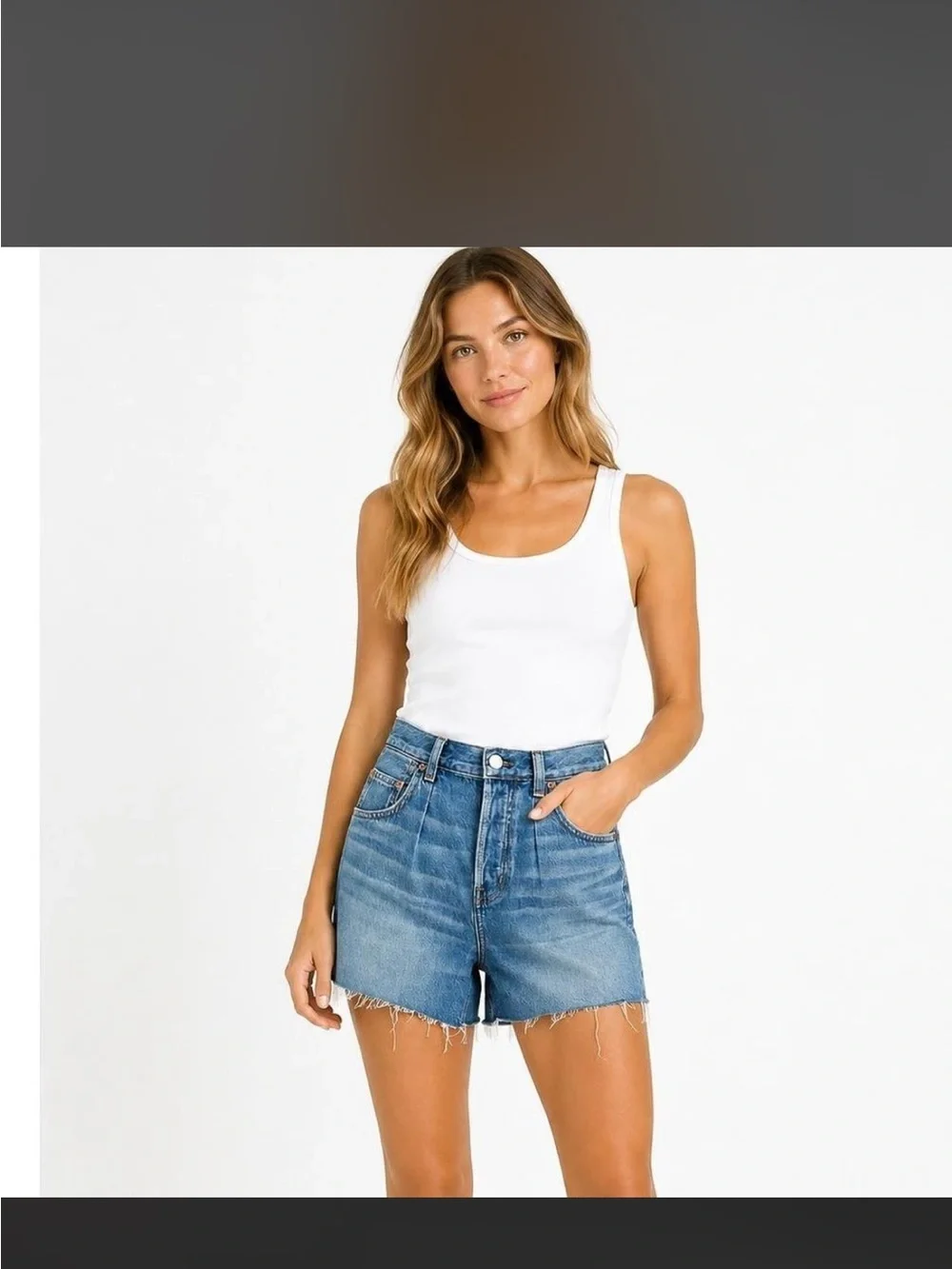 Madewell pleated denim shorts